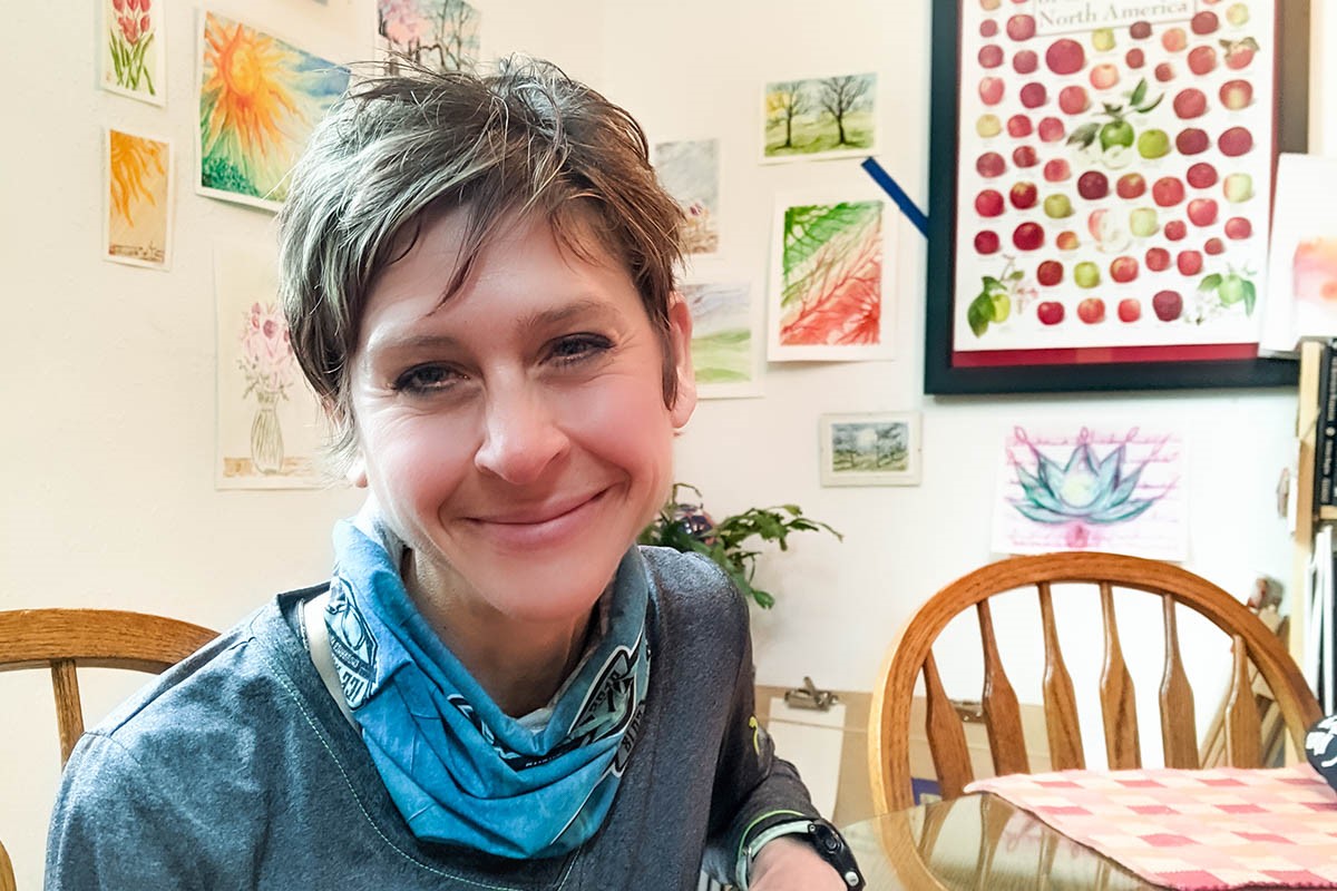 Rachel Monaco-Wilcox with watercolors for Human Powered podcast