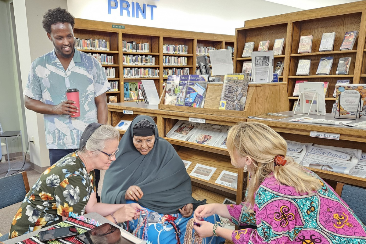 Conversation in a local library with somali woman